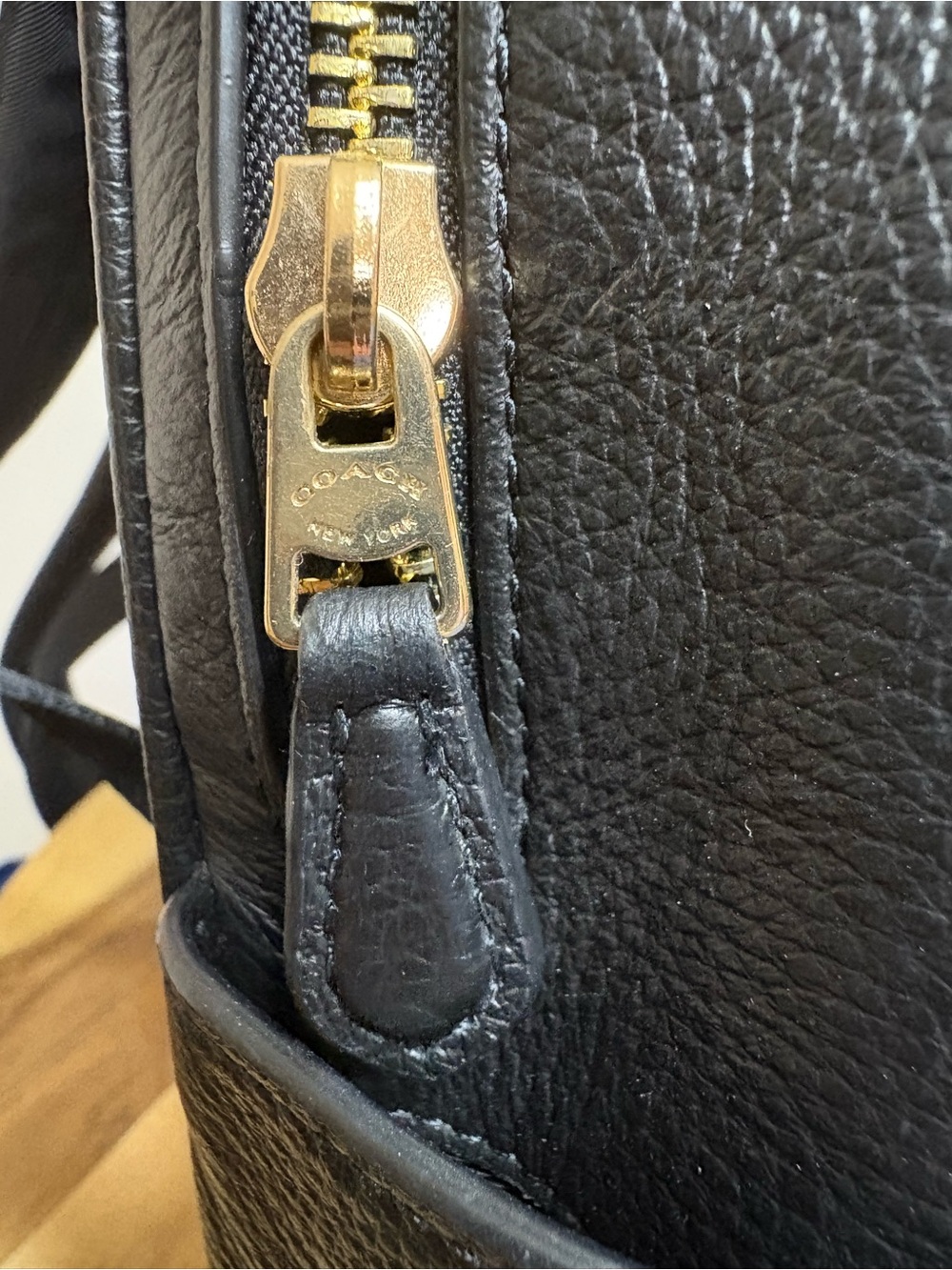 Coach Black Pebbled Leather Mini Backpack with Gold Hardware - Picture 3 of 5
